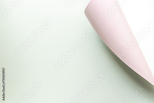 Sheet of paper with curled corners. Space for text,top view. Mock up