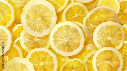 Lemon slices pattern on a background photo