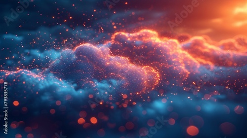 Digital Cloud Computing Symphony. AI generate illustration