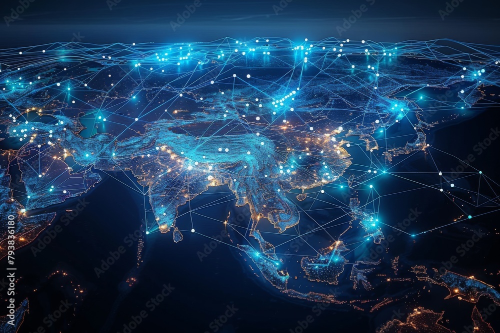 Digital Map of Asian Network Technology created with Generative AI Digital Map of Asian Network Technology created with Generative AI