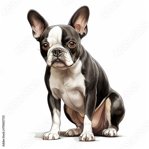 clipart boston terrier sitting сreated with Generative Ai photo