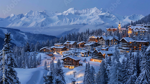 Courchevel ski resort in Alps mountains France