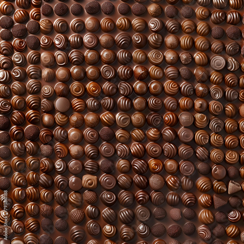 Fondo con detalle y textura de multitud de bombones de chocolate