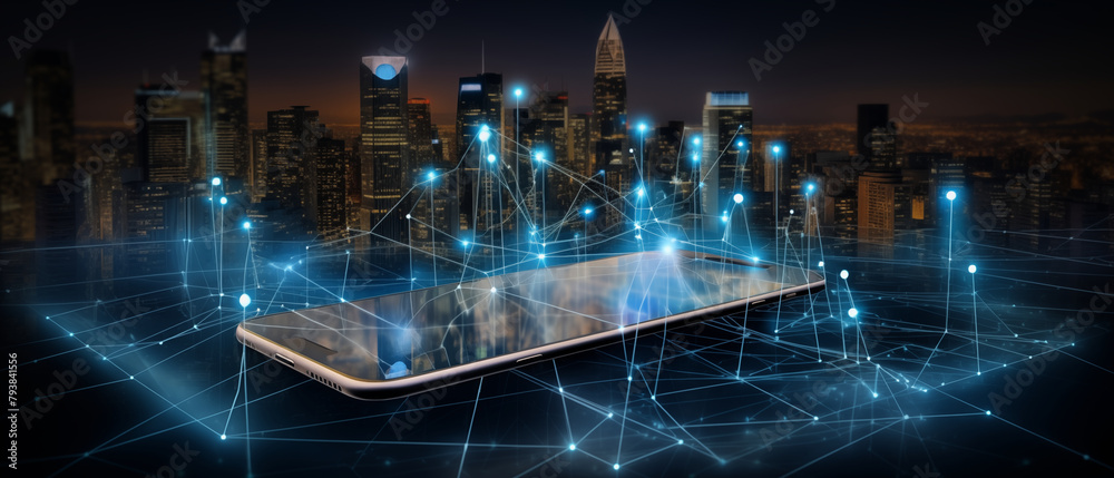 Smartphone with communication network linking. Smartphone with communication network linking.