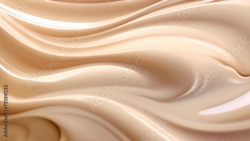 Nude beige color background, flowing cream liquid	
