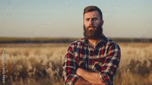 Man in Plaid Shirt outdoors