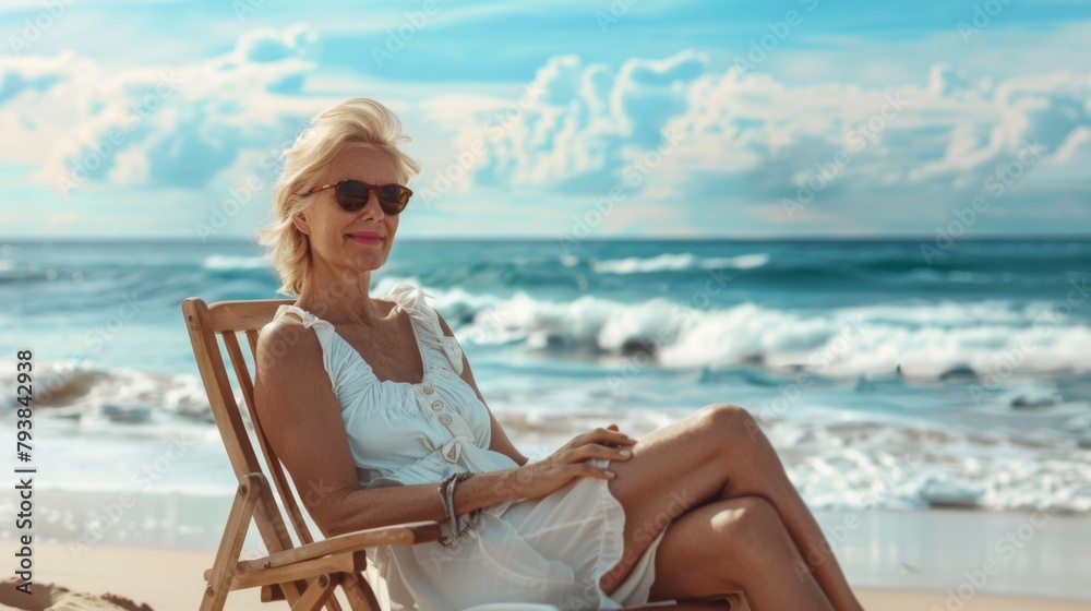 A Woman Relaxing at the Beach