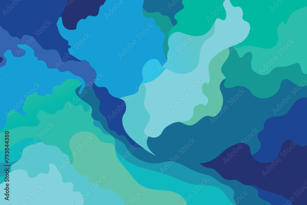 Abstract watercolor paint background by teal color blue and green with liquid fluid texture for background vector