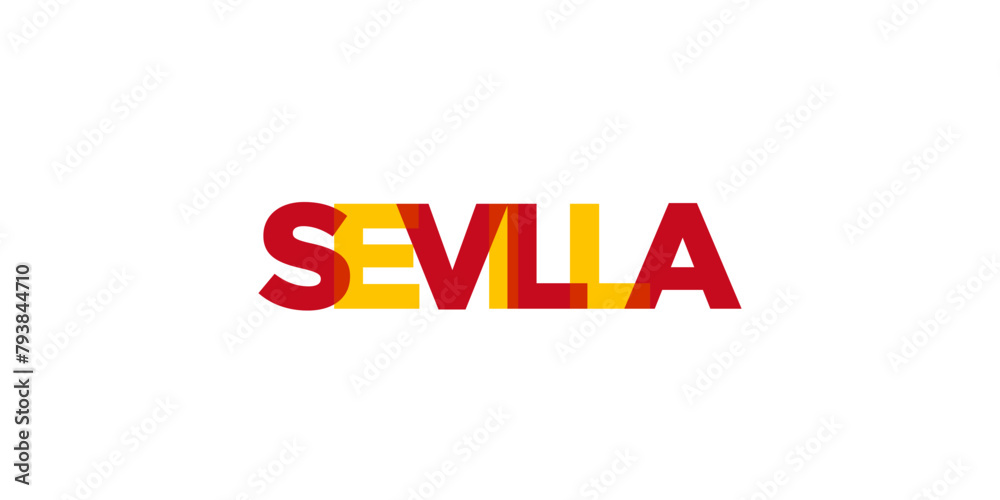 Fototapeta premium Sevilla in the Spain emblem. The design features a geometric style, vector illustration with bold typography in a modern font. The graphic slogan lettering.