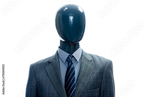 A blue suit mannequin