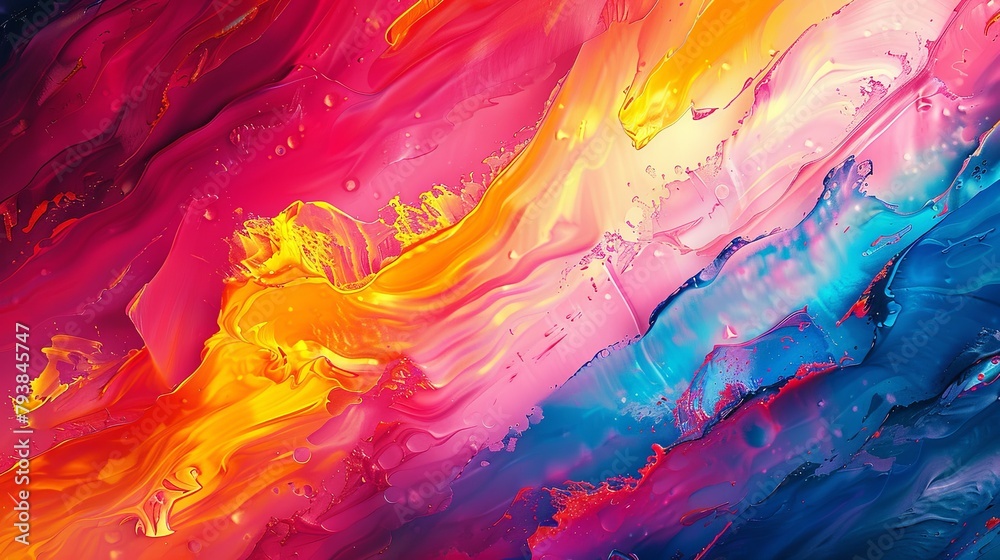 A vivid abstract painting with flowing colors