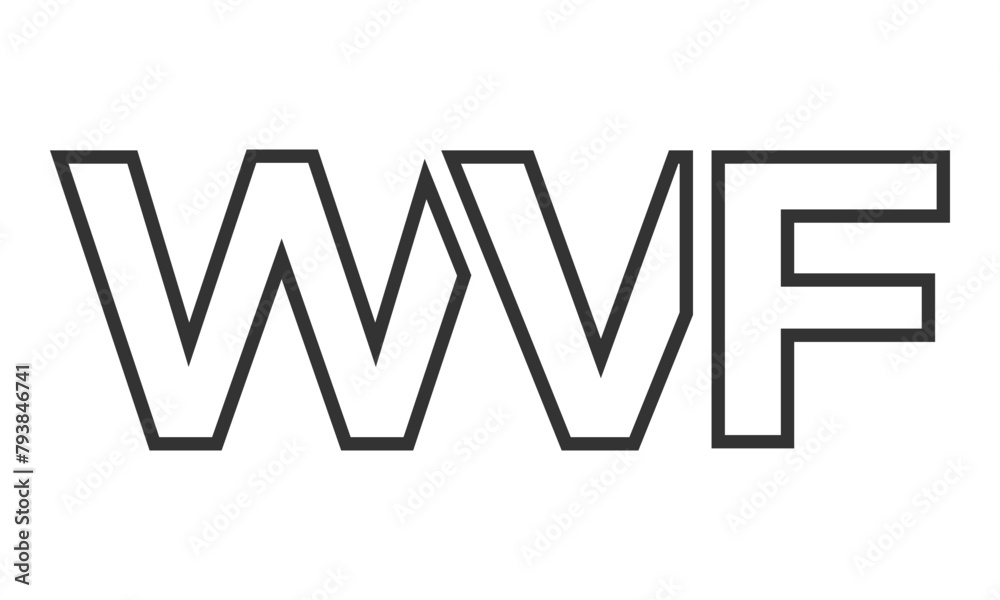 WVF logo design template with strong and modern bold text. Initial based vector logotype featuring simple and minimal typography. Trendy company identity.