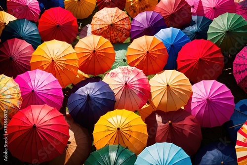 Colorful assorted umbrellas  showing diversity and choice in rainbow pattern
