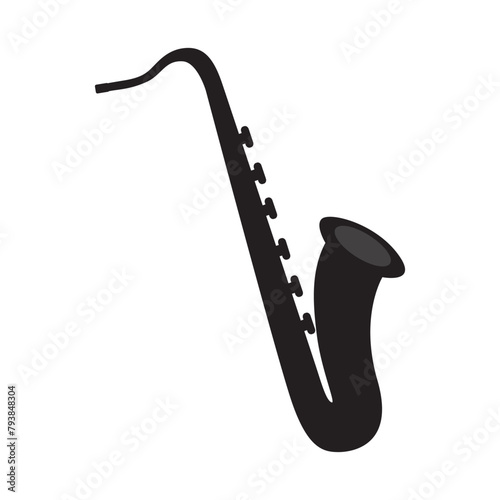 Vector illustration of saxophone instrument silhouette on transparent background