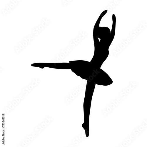 Vector illustration of ballerina silhouette on transparent background