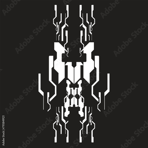 cyberpunk scifi gaming futuristic icon hud pattern seamless set collection template, 2d illustration rendering vector