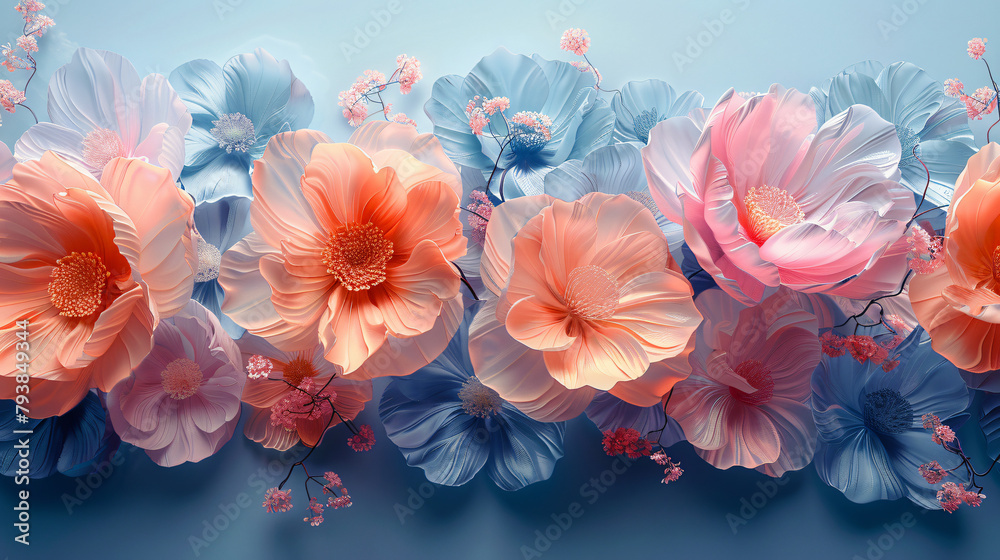 3D multicolored flowers