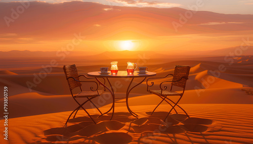 tea glasses over the table, relacing mood, tea in the desert photo