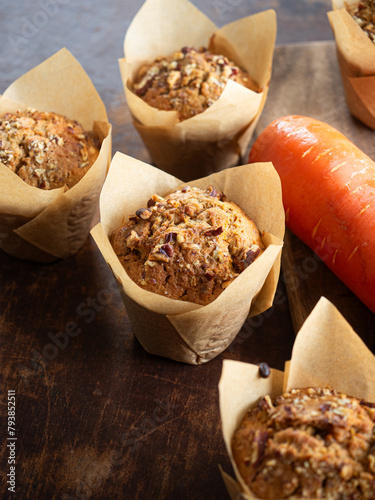 carrot cake muffins with pecans