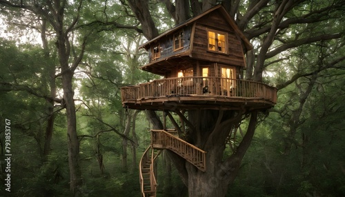A cozy treehouse nestled high in the branches of a upscaled 2 © Arfa
