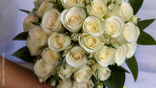 a bunch of white roses 