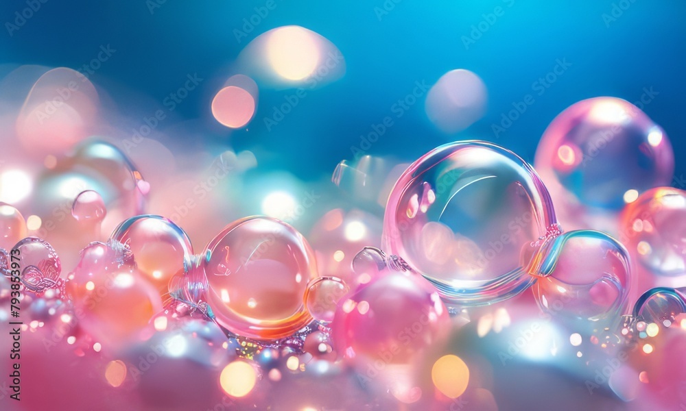 Abstract background with striking bubbles and a kaleidoscope of colorful bokeh.