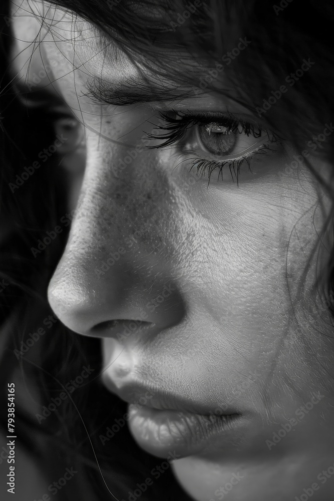 The subtle hint of sadness in a woman's eyes as she says goodbye, her face trying to smile through the sorrow of parting. The subtle hint of sadness in a woman's eyes as she says goodbye, her face trying to smile through the sorrow of parting.