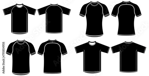 Men And Women T Shirt Clothes types icons . Clothes set. Vector illustration isolated on White Background photo