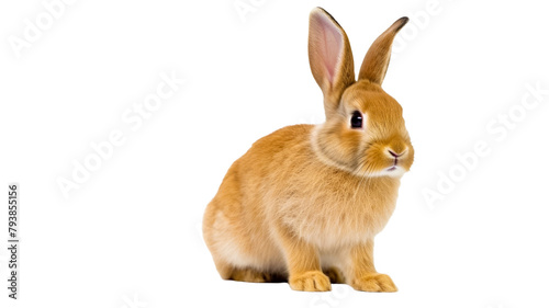Cute fluffy bunny sitting isolated on transparent background.  