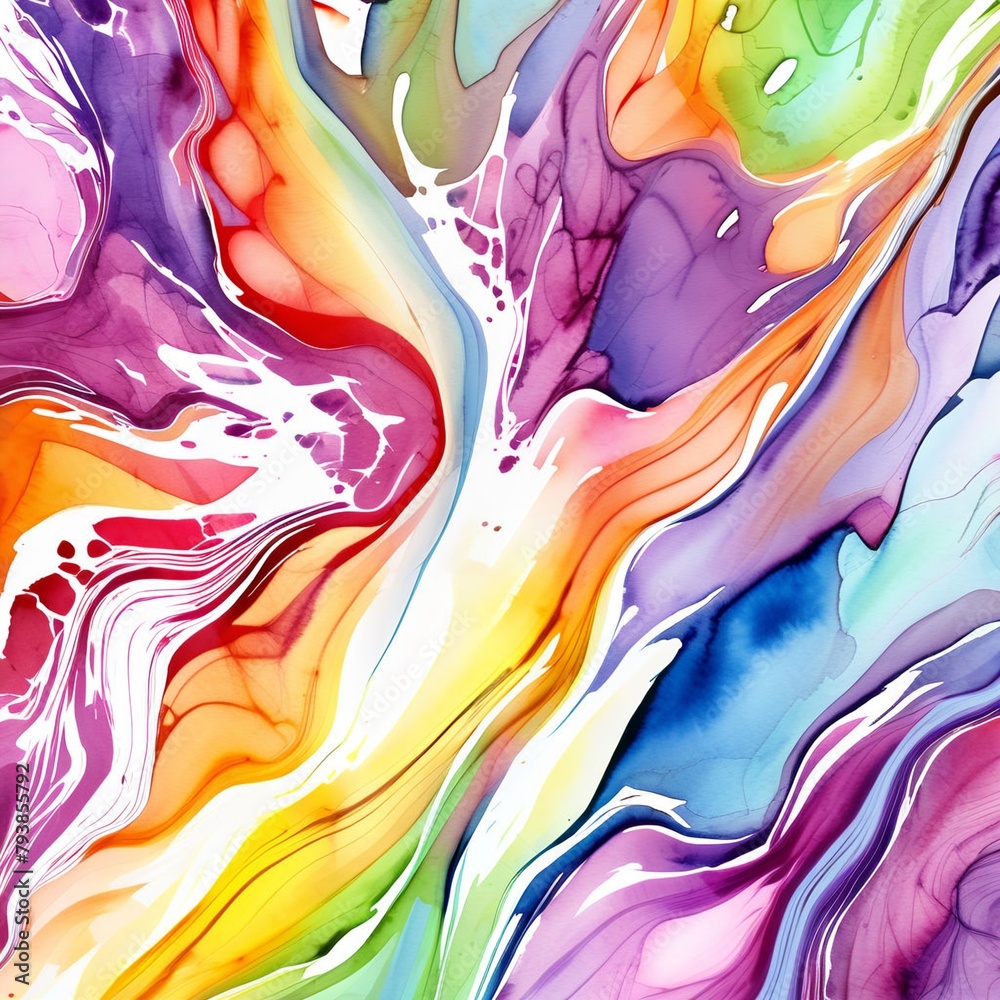 Fototapeta premium Closeup of abstract watercolor paint background texture with liquid fluid marbled paper texture banner texture. Generative AI (생성형 AI)