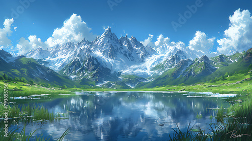 Majestic Mountains A Journey Through Cloudy Skies  Background photo