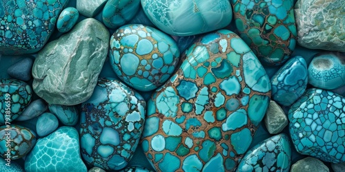 Turquoise Tranquility: Macro View of Turquoise Stones