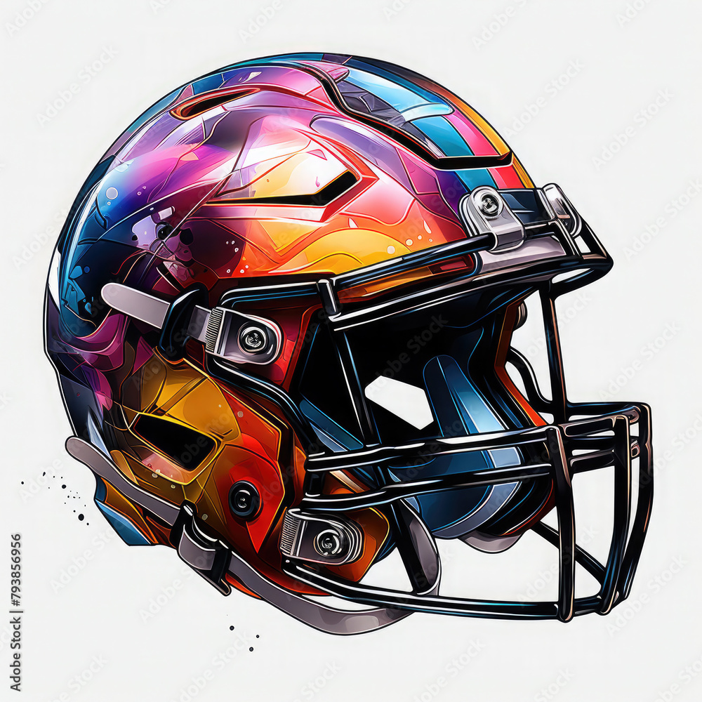 Watercolor Cricket Helmet Illustration, Generative Ai