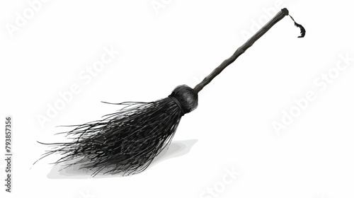 Black broommonochrome broomstick traditional Halloween photo