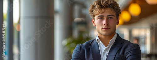 A professional businessman, handsome man wearing suit and looking at the camera with pretty smile 