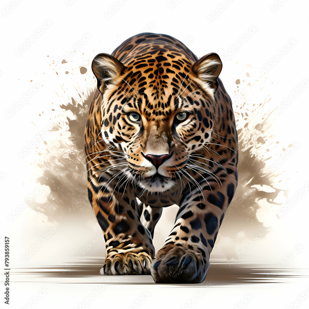 Obraz premium Leopard Panthera on a white background 3D render