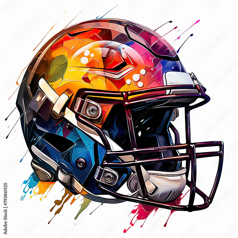 Fototapeta premium Watercolor Cricket Helmet Illustration, Generative Ai