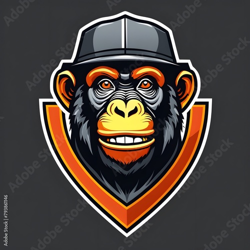 Chimpanzee Mascot Logo, Chimpanzee Esports logo, Chimpanzee Logo Design, Chimpanzee Gaming logo, Animal Mascot Logo Illustration, Animal Gaming Logo, AI Generative