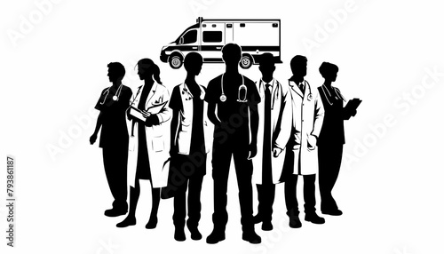 Black silhouette that represents a doctor, nurse.