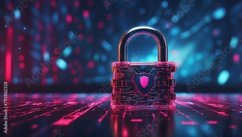Cyberlock security padlock abstract cyber security data protection concept photo