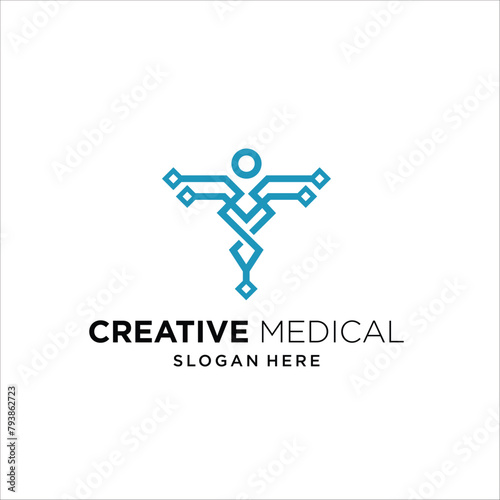 line crossing medical technology logo design  creative idea vector graphic symbol illustration