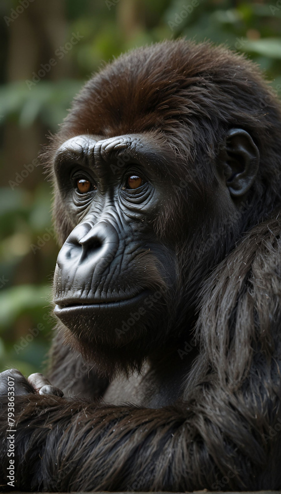Close-up portrait of a gorilla Close-up portrait of a gorilla