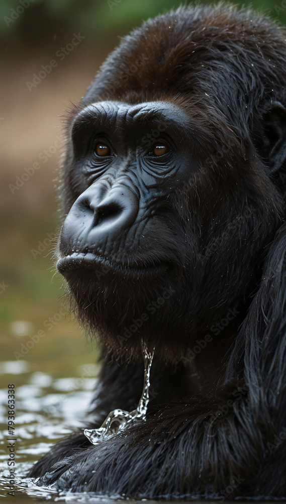 Close-up portrait of a gorilla