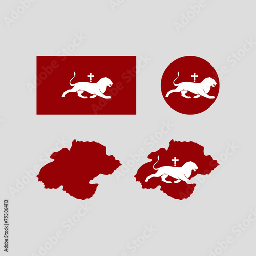 Armenia Bagratid kingdom 885 national map and flag vectors set....
