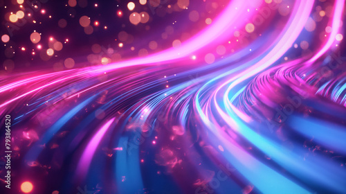 A whimsical dreamscape image with a splendid swirl of blues and pinks, adorned with sparkling light particles