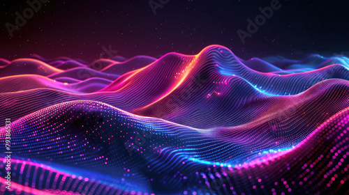Computer generated image of a mountain range.Colourful digital background 