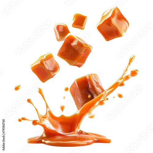 Falling caramel candy isolated on transparent background Remove png, Clipping Path, pen tool