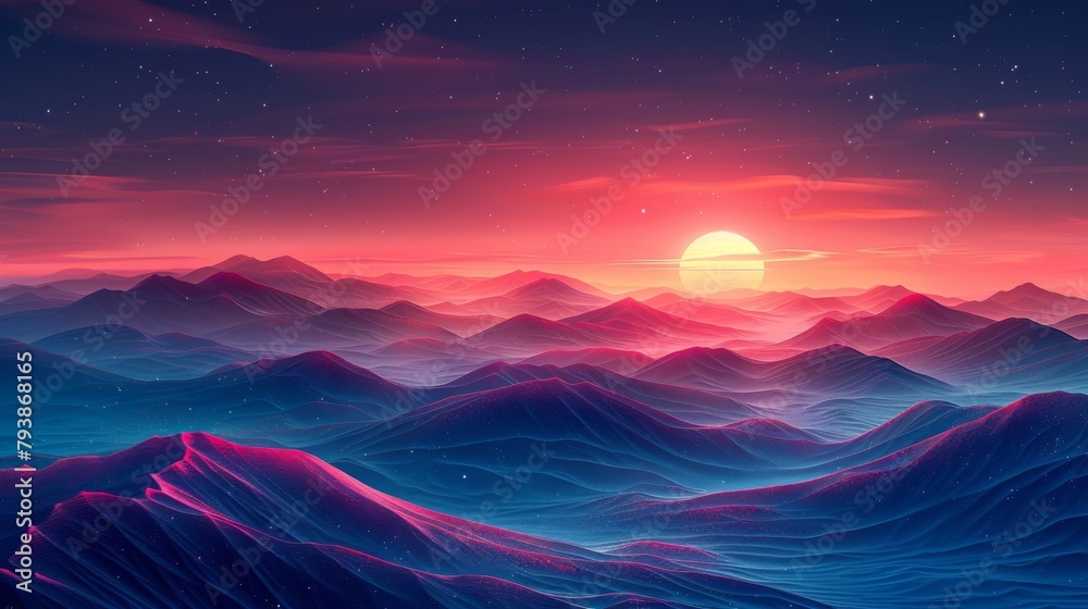 Majestic Sunset Over Mountain Range