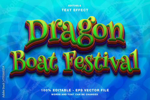 Dragon Boat Festival 3d Editable Text Effect Template Style Premium Vector