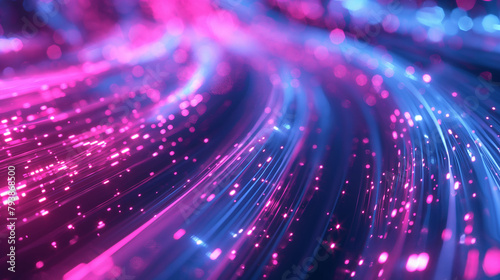 A mesmerizing image of blue and pink light streaks in a dynamic and futuristic presentation emphasizing speed and technology